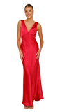 Elegant Red Satin Evening Gown