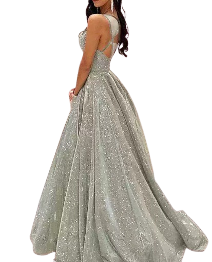 Sparkling Light Green Evening Gown
