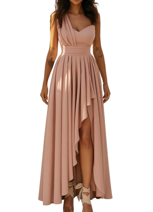 BLUSH PINK HIGH-LOW COCKTIAL DRESS